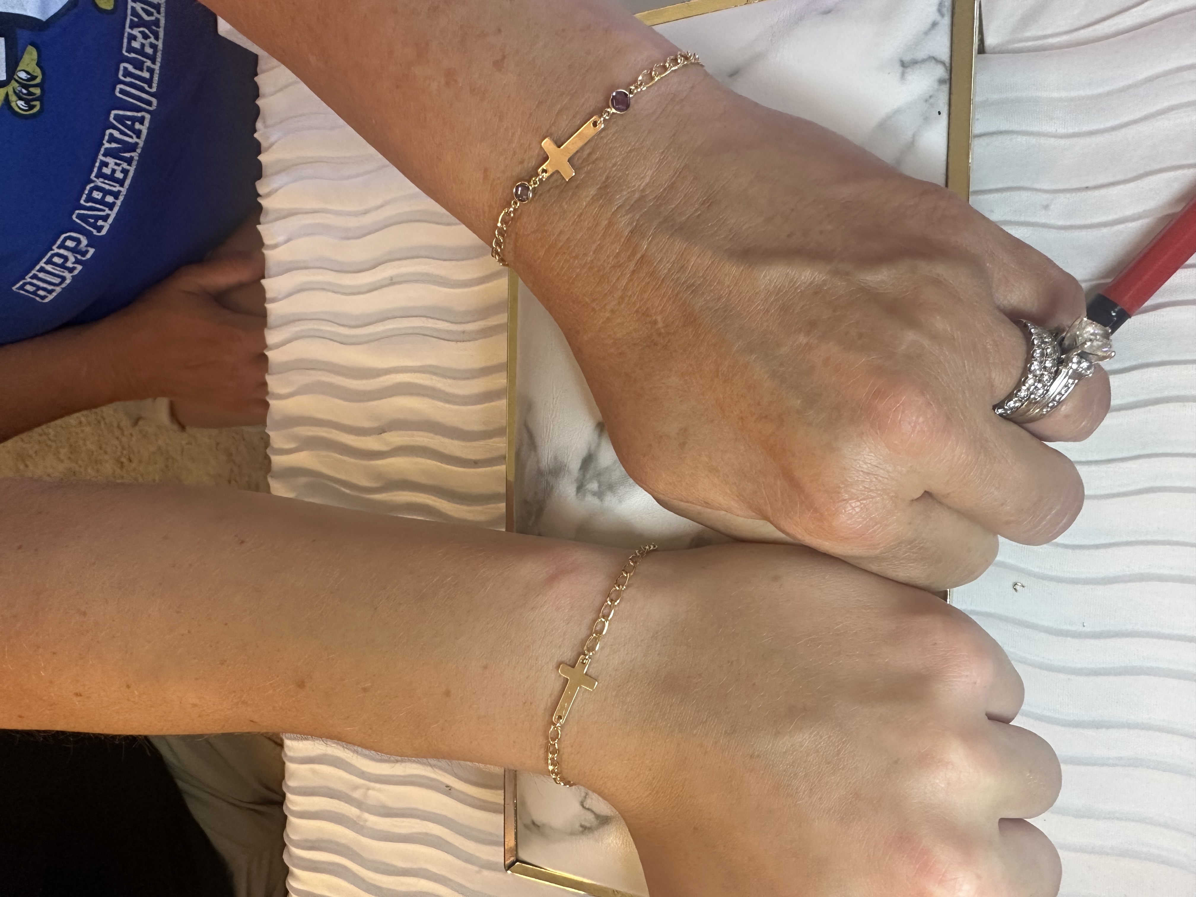 Permanent jewelry bracelet on wrist