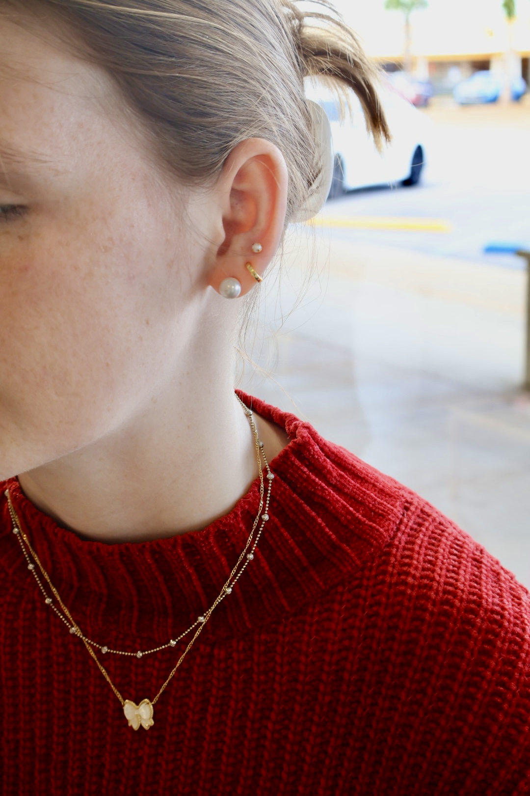 Ear piercing result at Evermore