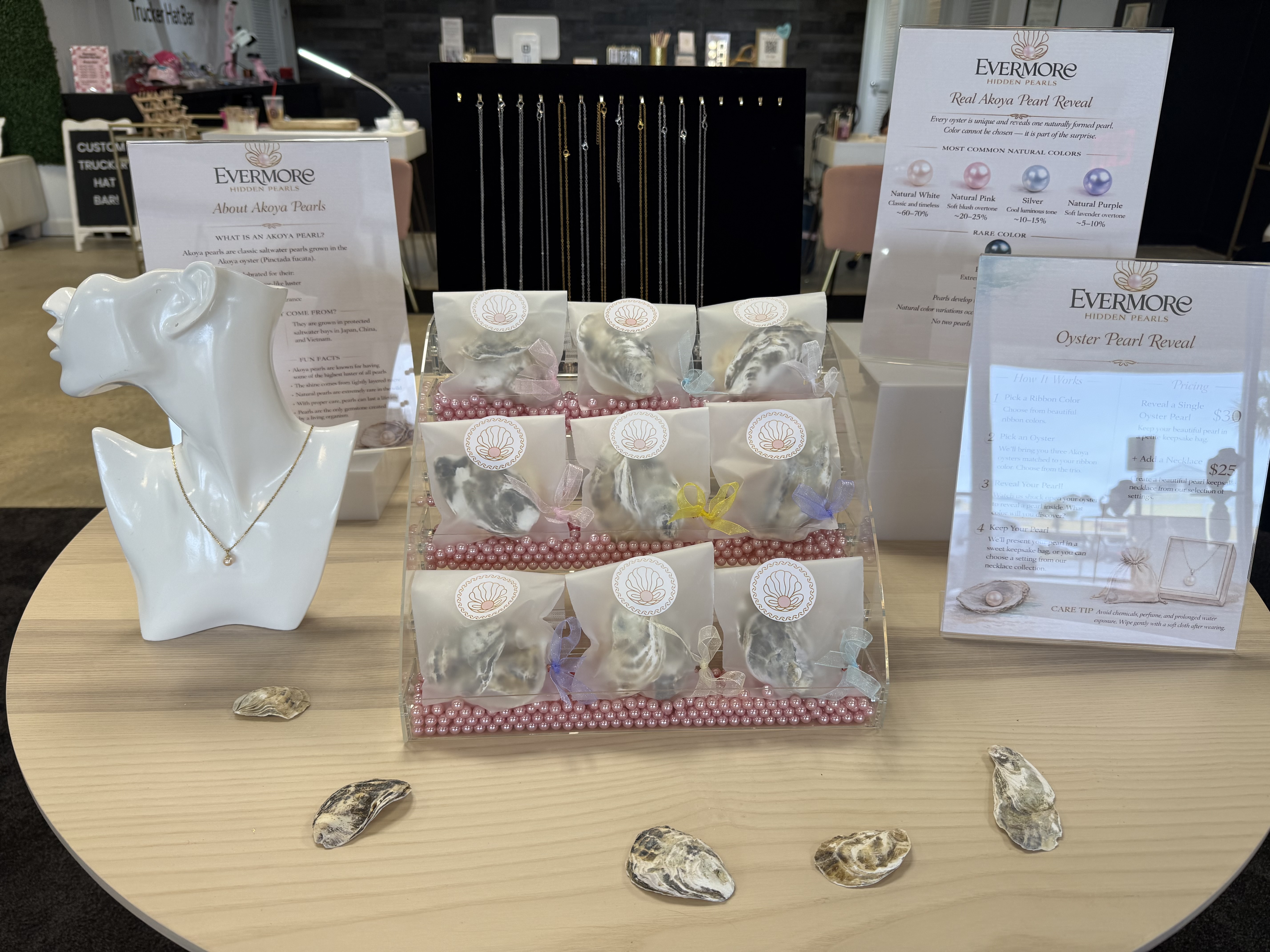 Pearl from an oyster shucking experience at Evermore